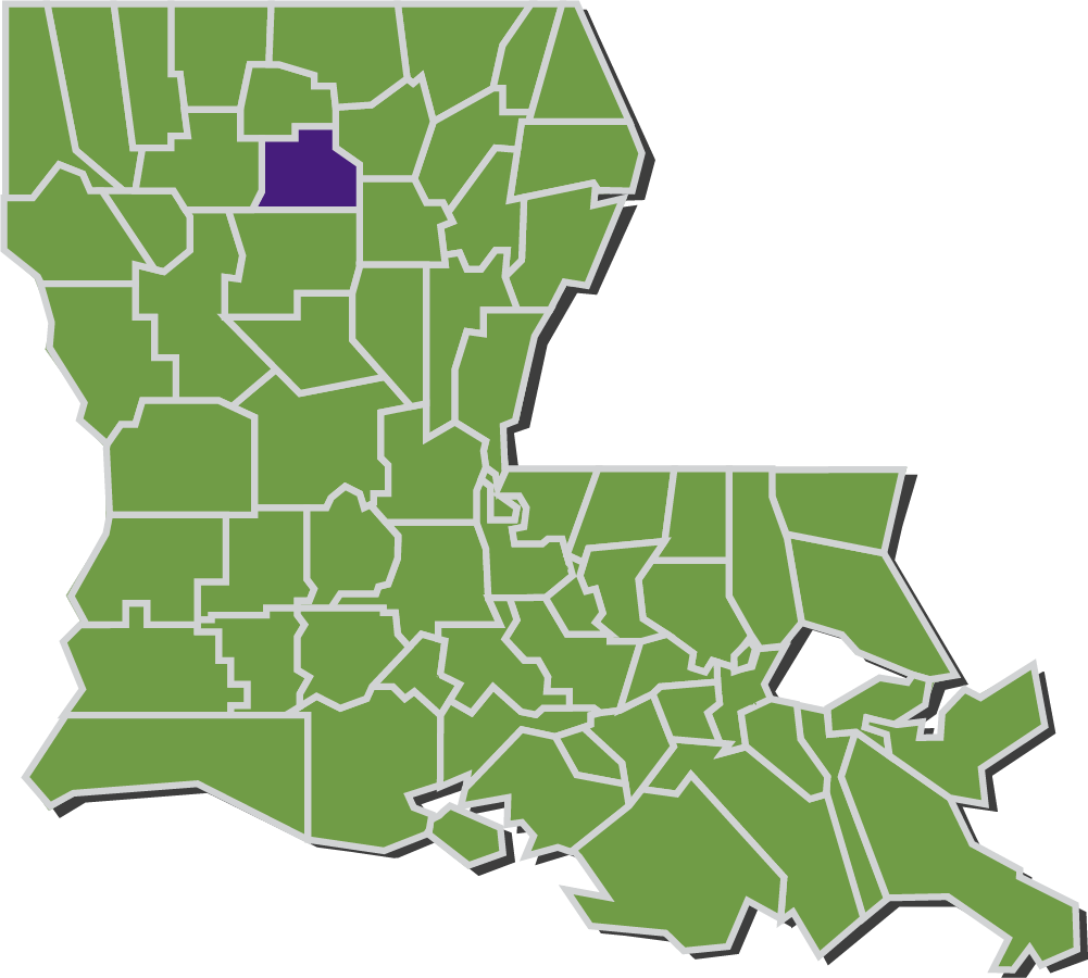 Map of Louisiana parishes with Jackson parish highlighted in purple.